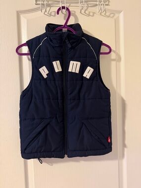 Puma Navy Quilted Puffer Vest with White Logo